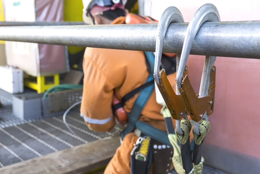 Workers in PPE during National Construction Safety Stand Down