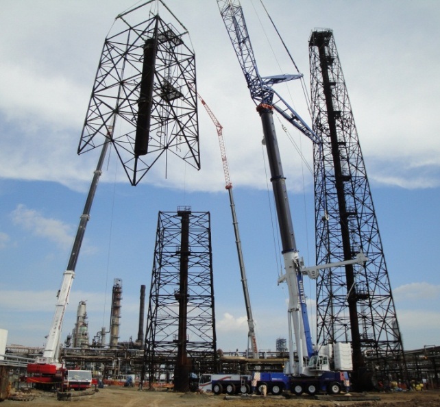Picture Large section of Tower Dismantled and Rigged to Ground